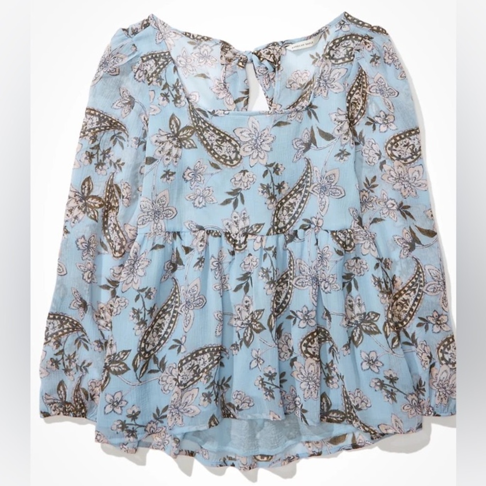 American Eagle Flounce Top with Back Ties Size Medium